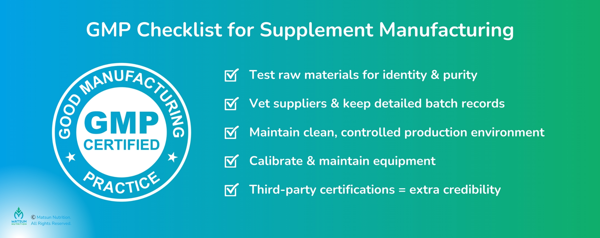GMP Checklist for supplement manufacturing